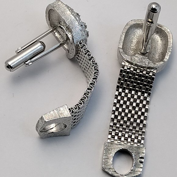 Vintage Mid Century Signed Swank Rhinestone Square Cufflinks - Picture 2 of 5